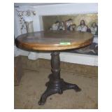 29' OAK TABLE W/ CAST IRON BASE