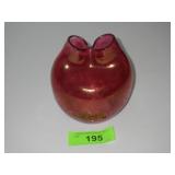 VTG  BLENKO PINCHED CRACKLE GLASS CRANBERRY VASE