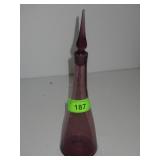 VTG HAND BLOWN AMETHYST DECANTER / BOTTLE WITH>>>>