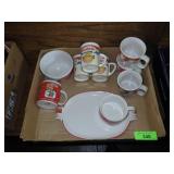 VINTAGE CAMPBELLS SOUP CUPS, MUGS, SNACK PLATE &>