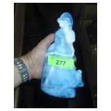 VTG KANAWHA SLAG GLASS LADY FIGURINE W/ ORIGINAL>>