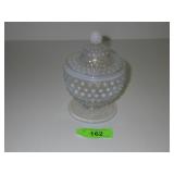 VTG FENTON? HOBNAIL OPALESCENT FOOTED CANDY DISH