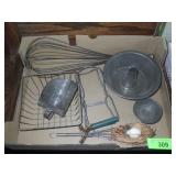 VINTAGE INDUSTRIAL WHISK, BUNDT PAN, SCOOP, JAR>>>