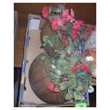 WIRE WALL HANGING PLANTERS W/ FAUX ARRANGEMENTS