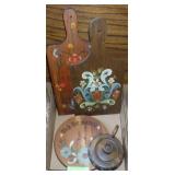 VINTAGE HAND PAINTED CUTTING BOARDS, PLAQUE &>>>>