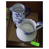 VINTAGE LORNE FLOW BLUE PITCHER (HAIRLINE CRACK &>