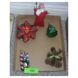 PINECONE BEAR & ASST CHRISTMAS ORNAMENTS