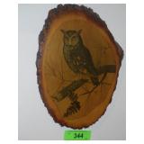 VTG E RAMBOW LACQUERED OWL PLAQUE (8.5" X 11")