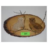 HANDMADE PAPER QUILLED OWLS ON LIVE EDGE WOOD>>