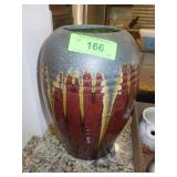 SIGNED DRIP GLAZE POTTERY VASE (11" TALL)