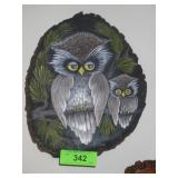 HANDPAINTED OWLS ON LIVE EDGE WOOD (9" X 11")