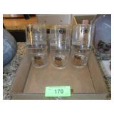 9 MCM COUROC OWL HIGHBALL GLASSES W/ GOLD ACCENTS