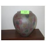 RUVEEN? HANDPAINTED ITALIAN GLASS VASE (10" TALL)