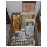 SHADOW BOX, THREAD, MINIATURE CRAFTING ITEMS, ETC