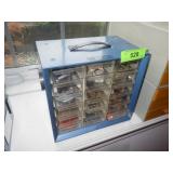 PARTS BIN W/ ASST MINIATURE ITEMS & X-ACTO KNIVES>