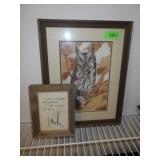 FRAMED OWL PHOTO? 13 1/2 x 17 1/2 , B. FELDER >>>