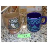 TWO MCM OWL MUGS