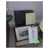 TWO FRAMED PRINTS & TWO PHOTO ALBUMS