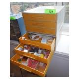 2 VINTAGE PLASTIC STORAGE BINS W/ ASST. CRAFTING>>