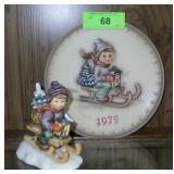 VINTAGE GOEBEL HUMMEL RIDE INTO FIGURINE & PLATE