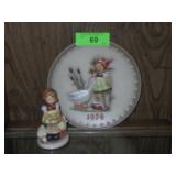 VINTAGE GOEBEL HUMMEL BE PATIENT FIGURINE & PLATE