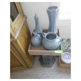 TEXTURED VASES PEDASTAL AND BOTTLE