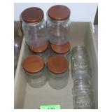 ASST FOOD STORAGE JARS W/ WOODEN LIDS