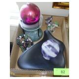 FREEFORM DISH, GLASS SPHERE, GLASS OIL LAMP>>
