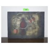 UNSIGNED CARDINAL PAINTING ON CANVAS 16 x 12