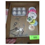 VINTAGE KEYS, PINBACK BUTTONS, ACME THUNDERER>>>