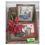 VTG HANDMADE CHRISTMAS FRAMED ART AND CHRISTMAS>>