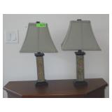 PAIR OF SLATE COLUMN LAMPS