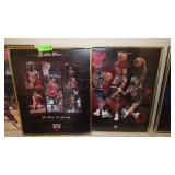 2 VINTAGE CHICAGO BULLS FRAMED POSTERS 16 x 20