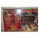 2 VINTAGE CHICAGO BULLS FRAMED POSTERS  16 x 20