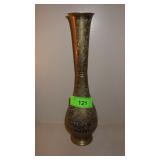 ENGRAVED BRASS VASE 13 1/4'  (INDIA)