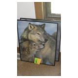 2 FRAMED WOLF PRINTS 16 x 20