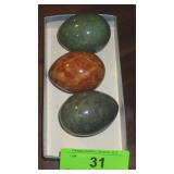 3 ALABASTER / MARBLE / STONE EGGS