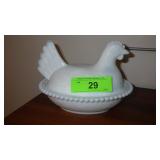 VINTAGE MILK GLASS HEN ON NEST