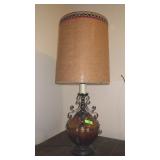 VINTAGE MCM SPANISH REVIVAL CRACKLE GLASS LAMP>>>