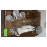 HAMILTON BEACH MIXER (TURNS ON), CANDY JAR, MUGS