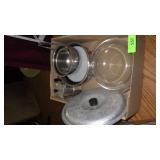 PYREX CASSEROLE, SS BOWLS, MOKA POT, GRATER