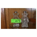 VTG GLASS TEDDY BEAR SALT & PEPPER SHAKERS