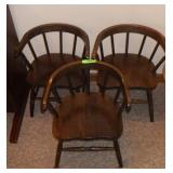 3 VINTAGE CHILDRENS BARREL BACK CHAIRS