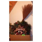 20" CHRISTMAS WREATH, WELCOME DECOR, BROOM DECOR
