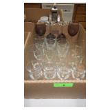 ASST. GLASSWARE & PURPLE CRYSTAL? STEMWARE