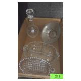 FOSTORIA & HAZEL ATLAS DIVIDED DISHES, CARAFE,>>>>