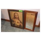 VINTAGE JESUS PRINT (N0 GLASS), FRAMED BEVELED >>>