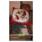 SANTA  TAPESTRY AFGHAN, SANTA THROW PILLOW