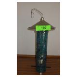 CRACKLED GLASS BIRD FEEDER 12"