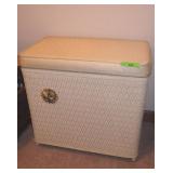 MCM WICKER LAUNDRY HAMPER W/ PADDED LID